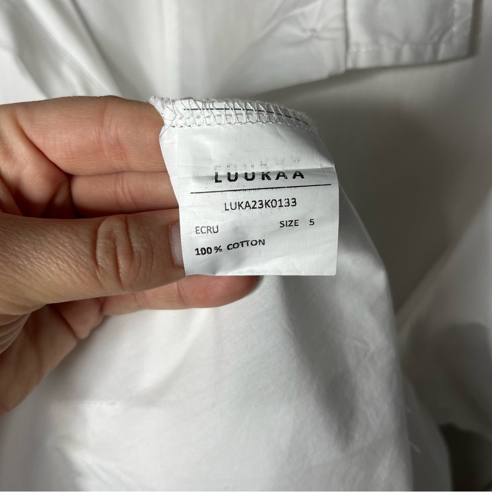 Luukaa White Cotton Poplin Asymmetrical Button Down Shirt Tunic Lagenlook Layer - Picture 10 of 10
